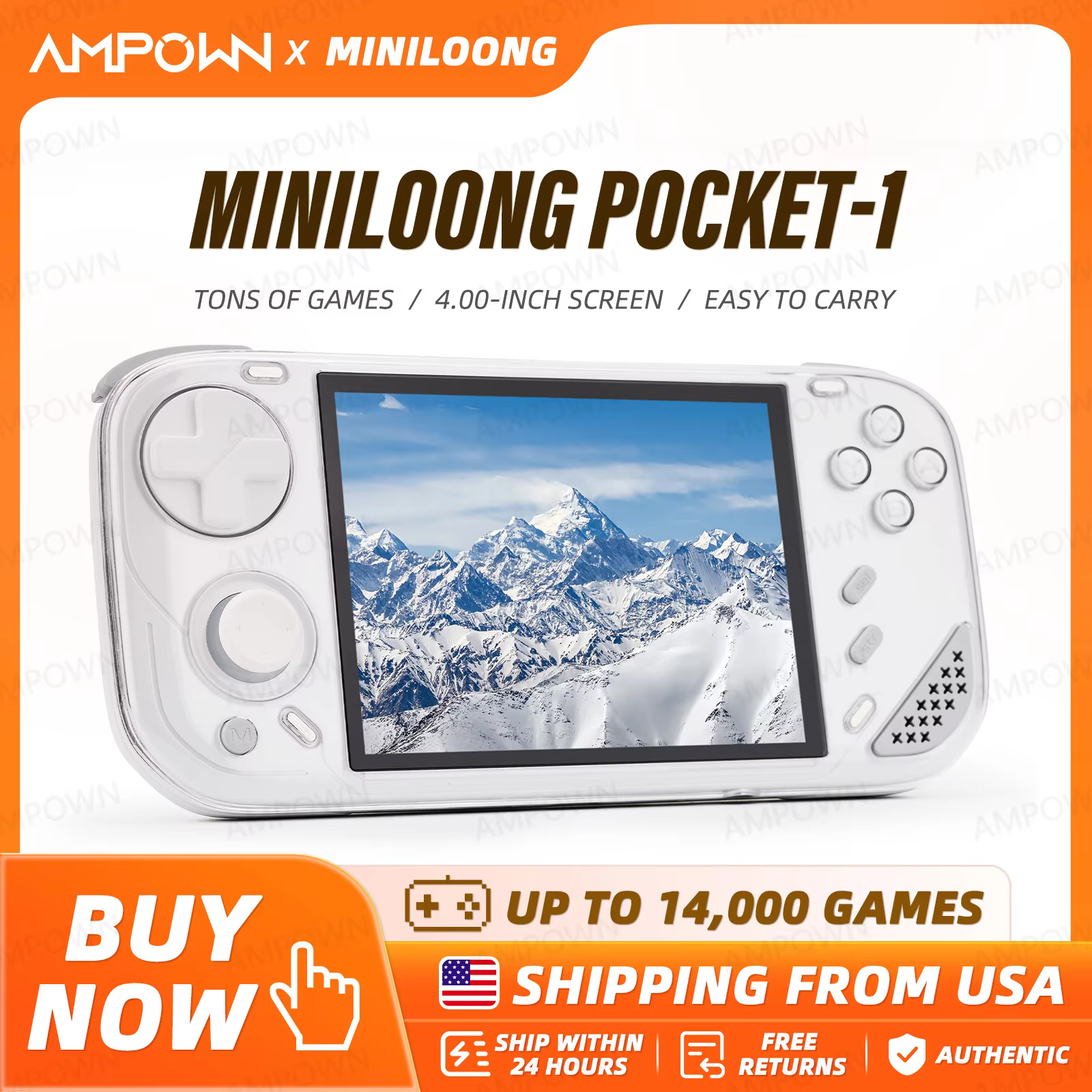 MINILOONG POCKET 1 Handheld Game Console 4'' IPS Screen HD Output Open Source Systems OTA Upgrades LOONG OS New Console POCKET1