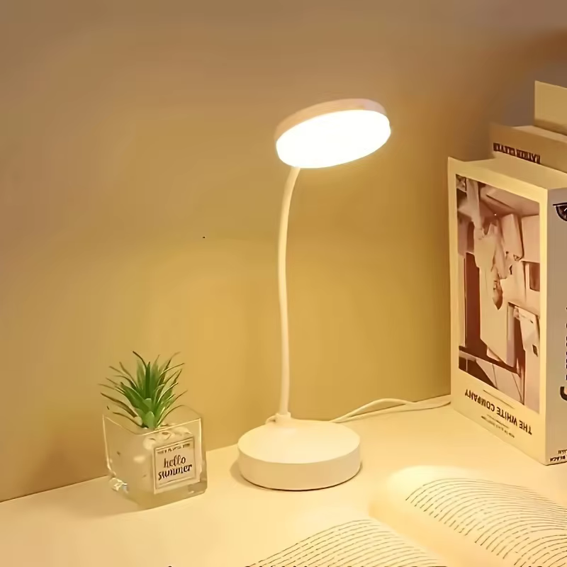 Flexible LED Desk Lamp with 3-Level Dimmer, USB Powered, Eye-Caring, Warm, White Light, Perfect for Home, Office, Reading, Study
