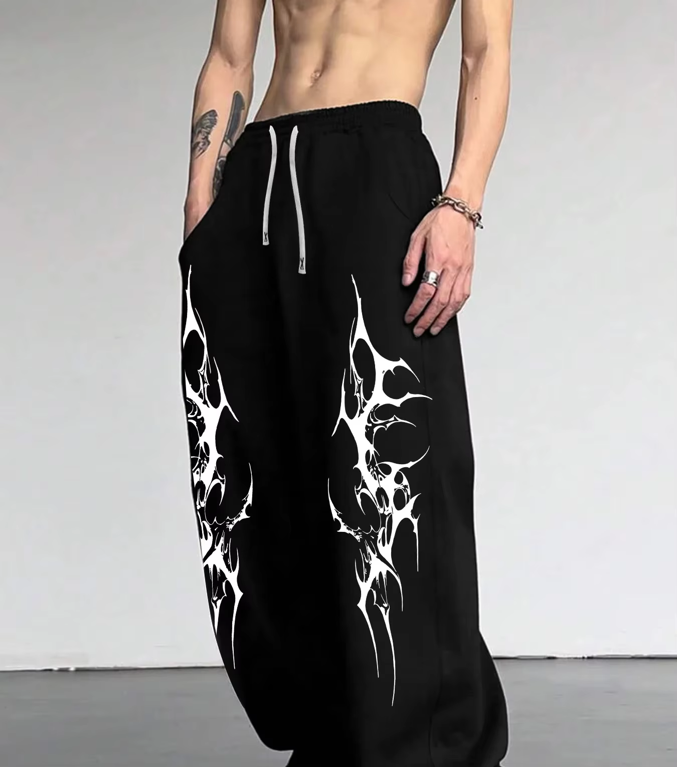 Summer Fashion New Gothic Tattoo Men's Casual Sports Casual Straight Leg Pants for Four Seasons New Street Wear Men's Pants