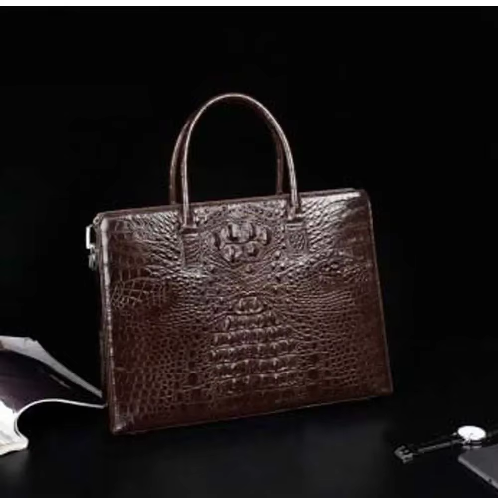 madun crocodile bag  business  men briefcase  combination lock  male handbag