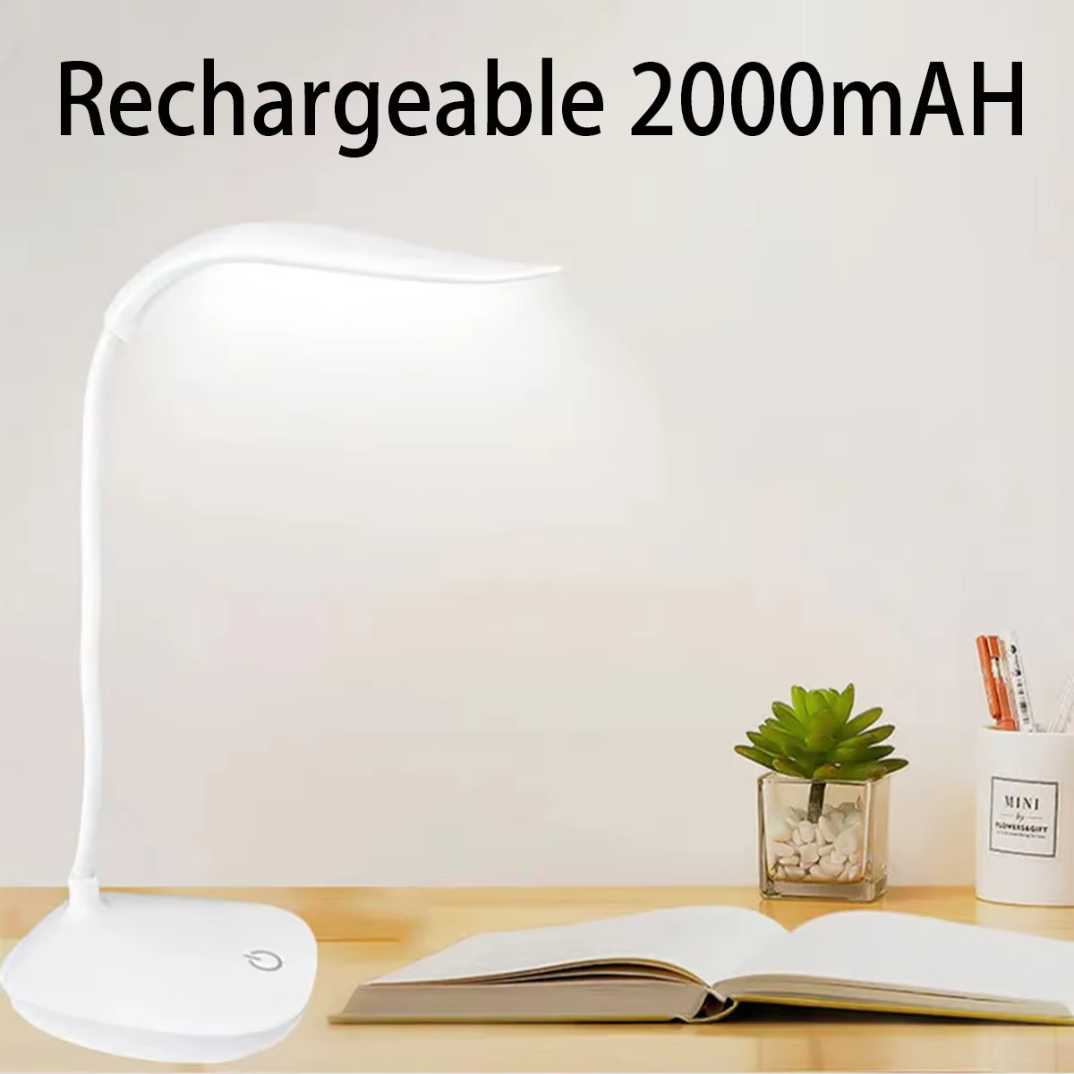 Portable USB Rechargeable Desk Lamp Touch 3 Modes Dimming Table Lamp Eye Protection For Office Bedroom Bedside Reading Light