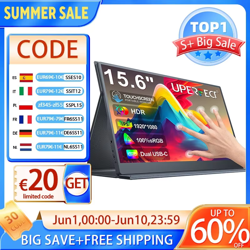 UPERFECT 15.6 Inch Touch Portable Monitor Gaming 1920*1080P 300cd/m2 Extended Pc Display For TV Laptop Second Screen XBox PS4/ 5