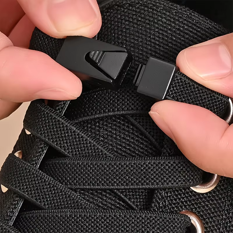 1 Pair 8mm No Tie ShoeLaces Press Lock Shoe laces Without Ties Elastic Laces Sneaker Kids Adult Widened Flat Shoelace for Shoes