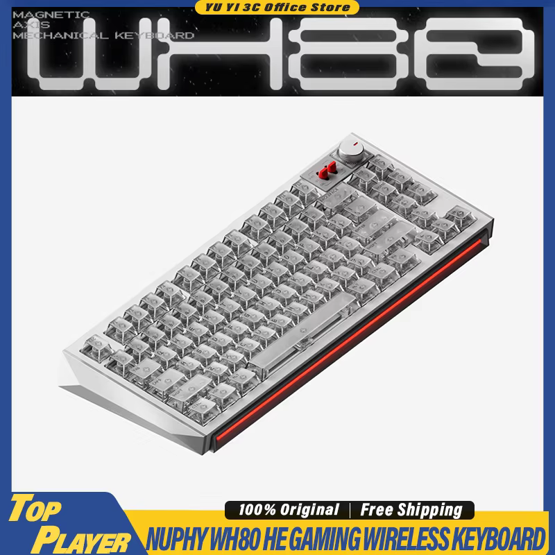 NuPhy WH80 HE Gaming Keyboard Hall Effect Switch Support 0.005mm Rapid Trigger DKS SOCD MT TGL Dynamic RGB BT 2.4G Wireless