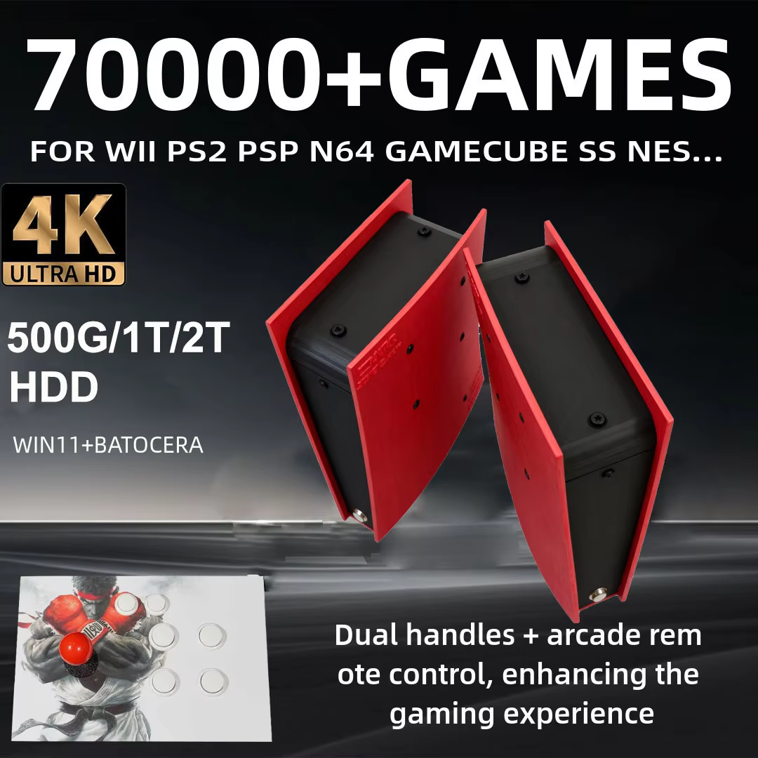 Game Console X2 70000+Classic Games 1T HDD Windows and Batocera 4K HD Output For WII PSP PS2 XBOX SATURN Wireless Controller