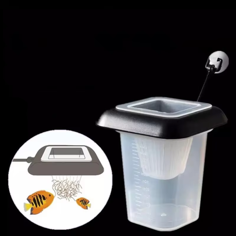 Alimentador de plástico Set com ventosa para aquário, alimentação Red Worm, Fish Tank Cone, comida viva, cônico Hopper cesta, suprimentos, 1pc