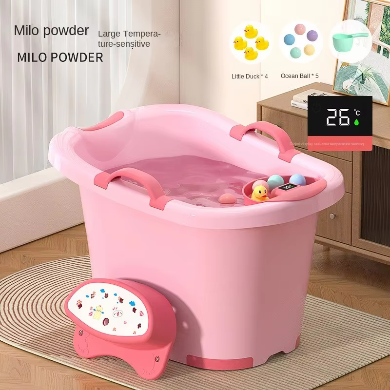 Balde de Banho Infantil LazyChild para Bebês, Balde Grande de Plástico para Banho de Crianças, Banheira Doméstica para Imersão de Bebês