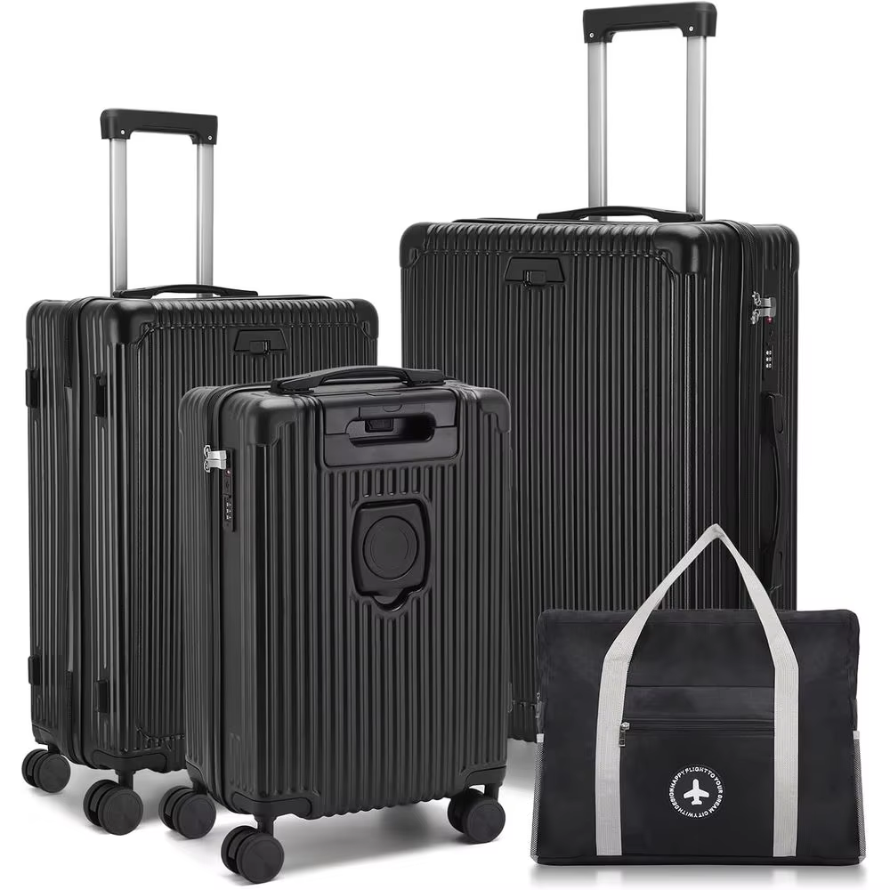3-Piece Lightweight Hardshell Suitcase Set with TSA Lock, Double Spinners, USB Port, and Cup Holder