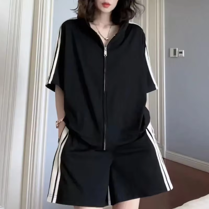 Summer Gothic Street Style Shorts Suits Women Casual Sports Jogger Loose Shorts Two Piece Sets Casual Y2k Harajuku Polo T-shirts