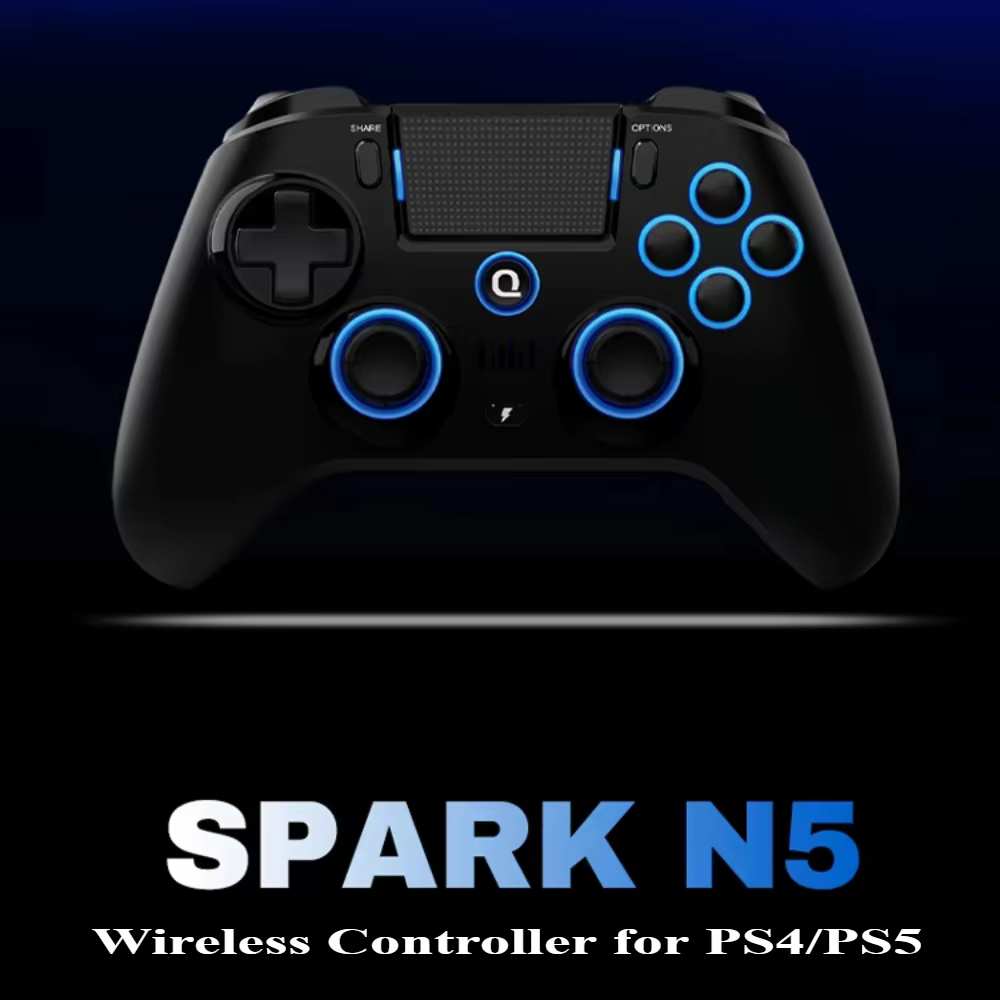 Original QRD Spark N5 Wireless Controller For PS4/PS3/IOS/Android/PC Hall Joystick Vibration Effect For PS5 Via Converter