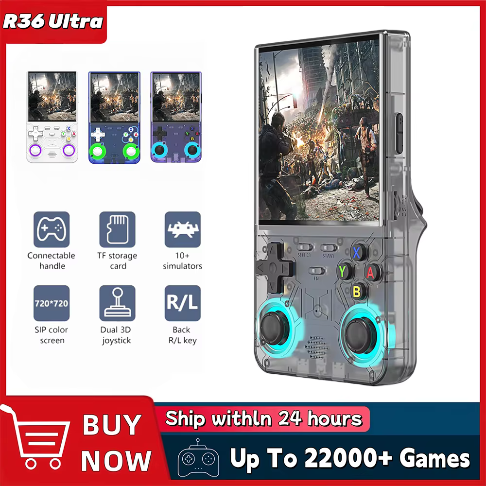 R36 Ultra Handheld WIFI Game Player 4.0 Inch IPS Screen Open Source Retro Video Player 64G/128G Memory up to 20000+ Games