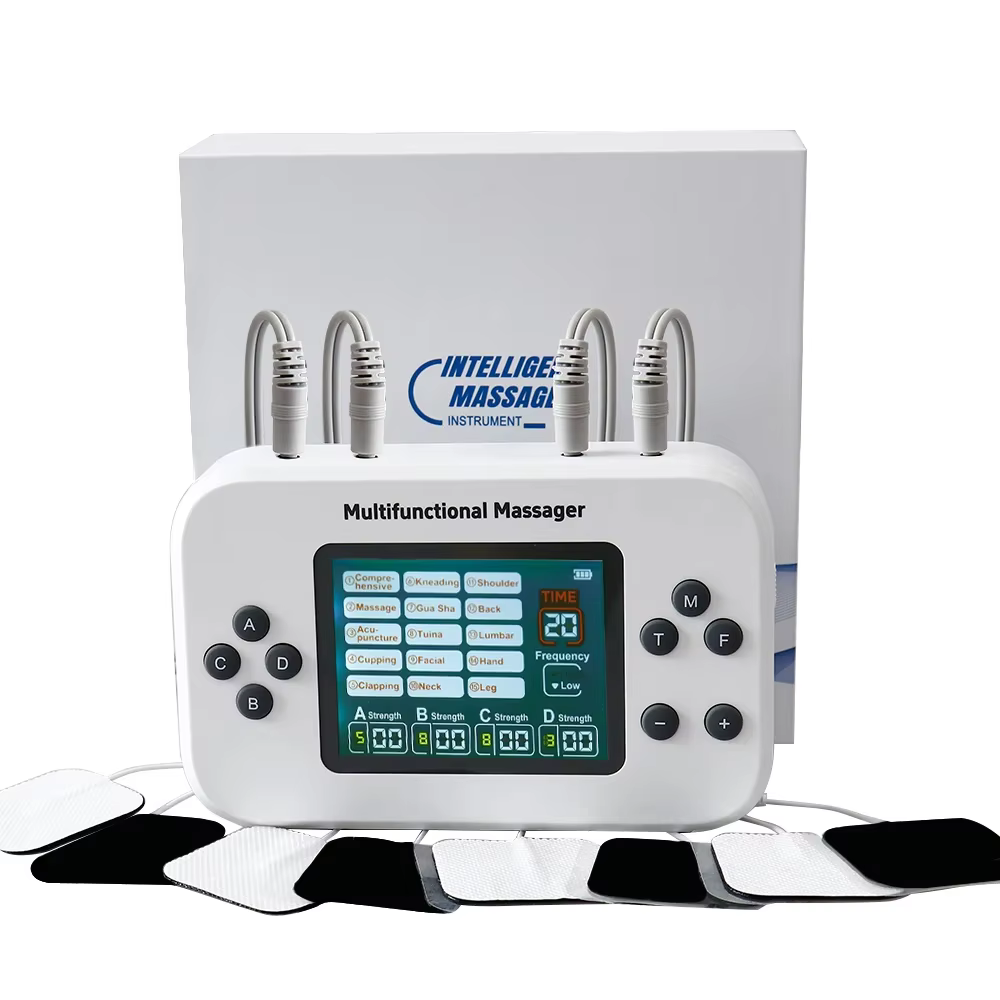 Tuhopeta Profissional 15 Modos Unidade TENS Estimulador Muscular com 4 Saídas EMS Fisioterapia Massageador com 8pcs Almofadas Alívio da Dor