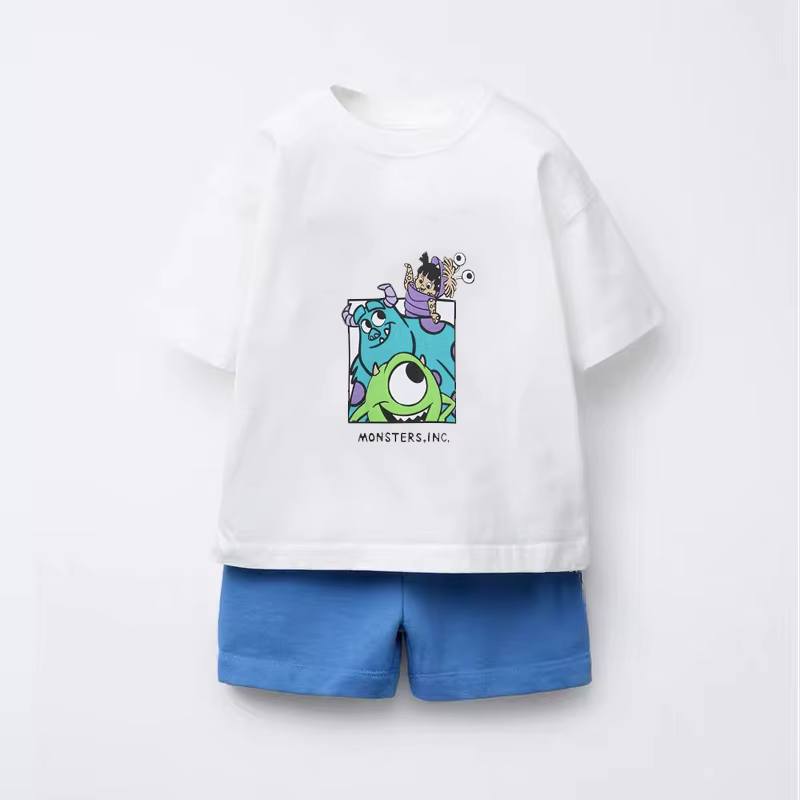 Cartoon TShirt+Shorts New Design Costume Cute Printed Outfits 2025 Summer Clothing Boys And Girls Trendy Casual Tees+Shorts