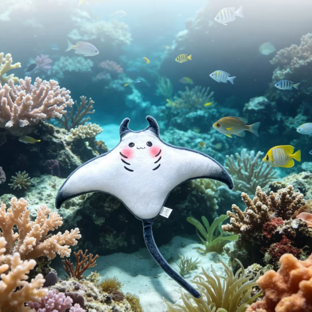 Juguetes de Peluche de Animales Marinos, Peluche de Manta Ray, Muñeco de Pez Rayo Azul con Manchas, Almohada de Pez Diablo para Niños y Entusiastas de la Biología