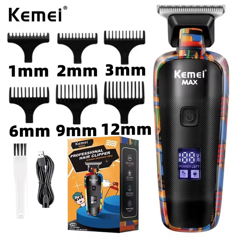 Kemei KM-MAX5090 Electric Hair Clipper Multifunctional Home Hair Trimmer Printing Graffiti Razor USB Men's Electric Shaver