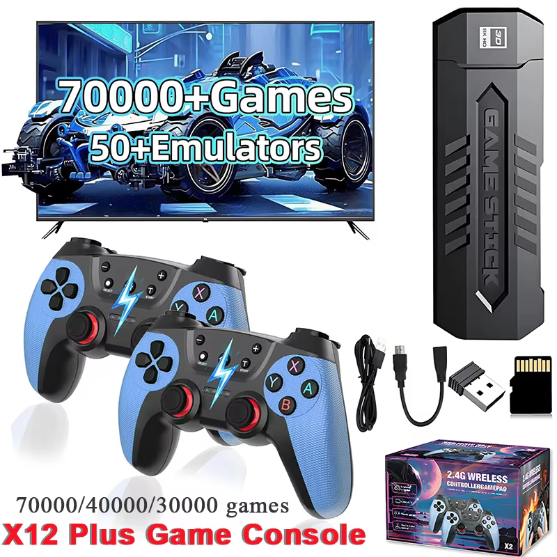 Retro Game Stick with 256GB 70000/40000/30000+ Games Wireless Control TV Handheld Video Game Console for Gift