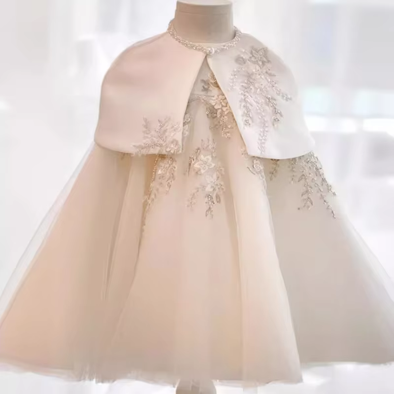 Baby One-Year-Old Dress Girl Korean Style High-Waist Dress Set Birthday Wedding Dress Stylish Infant Princess Dress Puffy Tulle