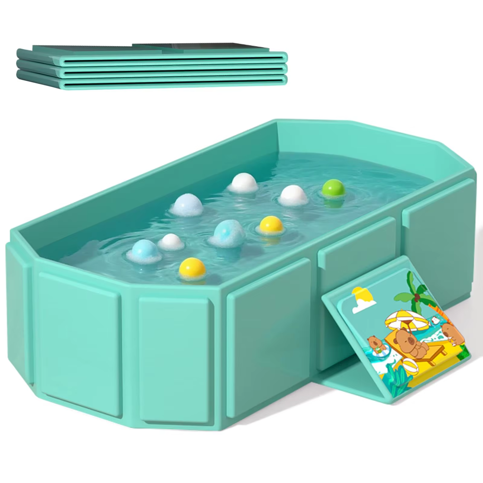 Portable Folding Baby Bathtub, Folded for Storage without Assembly, for Newborns to Toddlers, Bathtub for Outdoor Travel