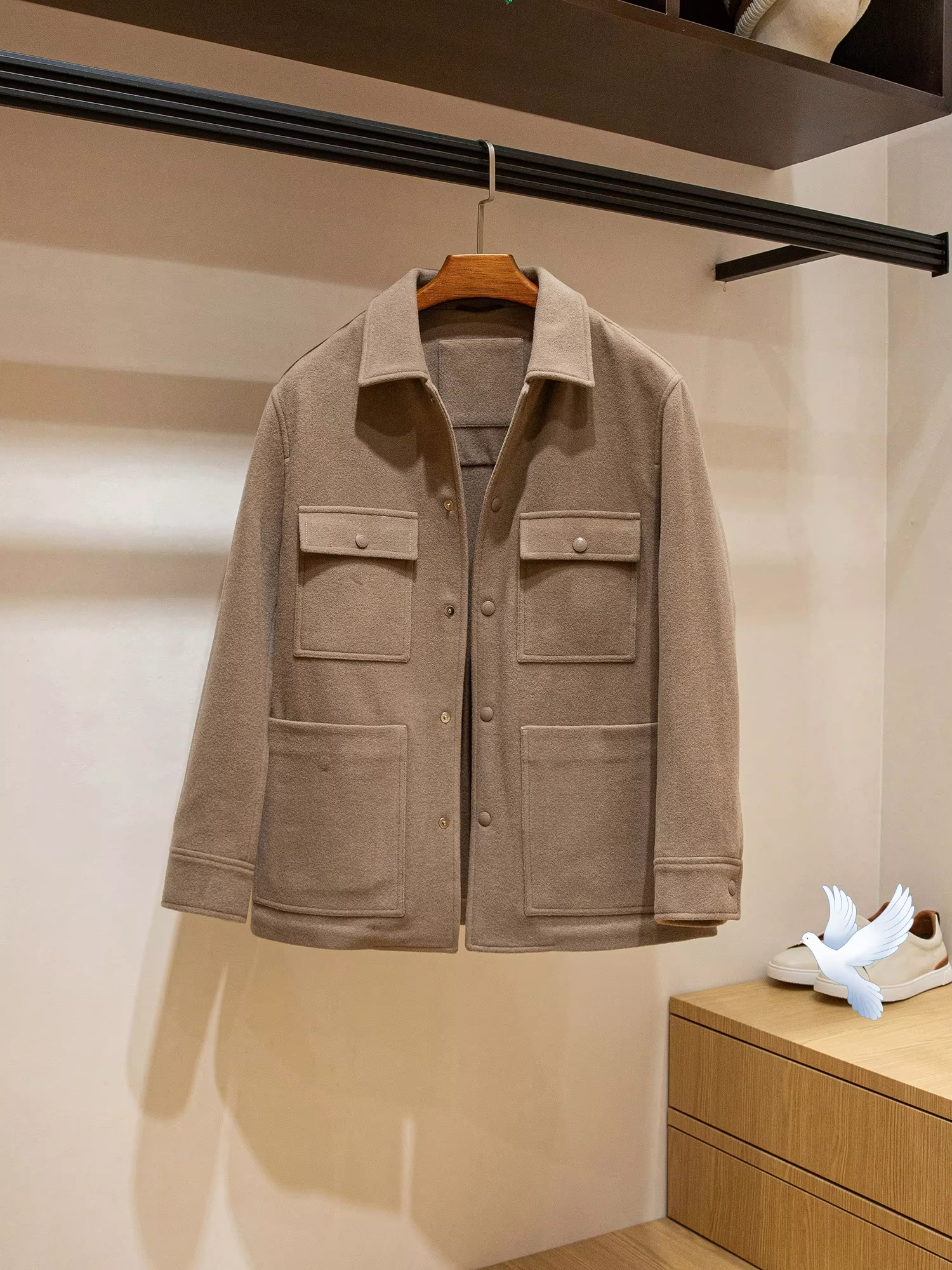 Italian 100% Wool Men's Luxury Business Casual Lapel Jacket High-Quality Autumn Winter Fashion
