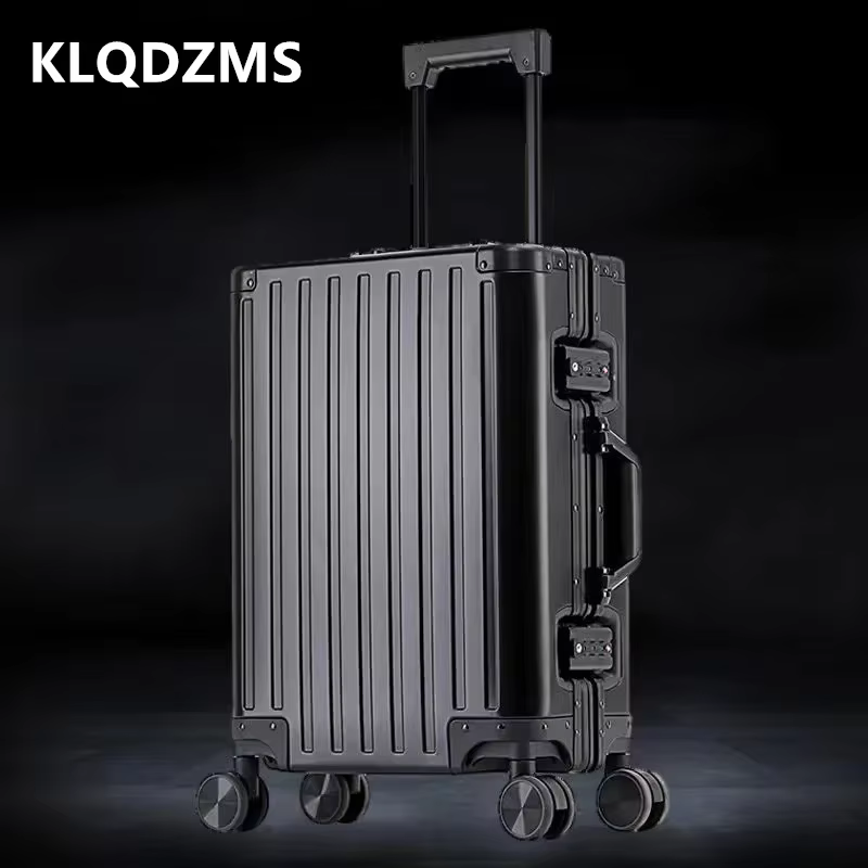حقيبة KLQDZMS مقاس 28 بوصة حقيبة تروللي بعجلات ذات سعة كبيرة مقاس 20 بوصة صندوق صعود من سبائك الألومنيوم والمغنيسيوم مقاس 24 بوصة 26 حقيبة حمل