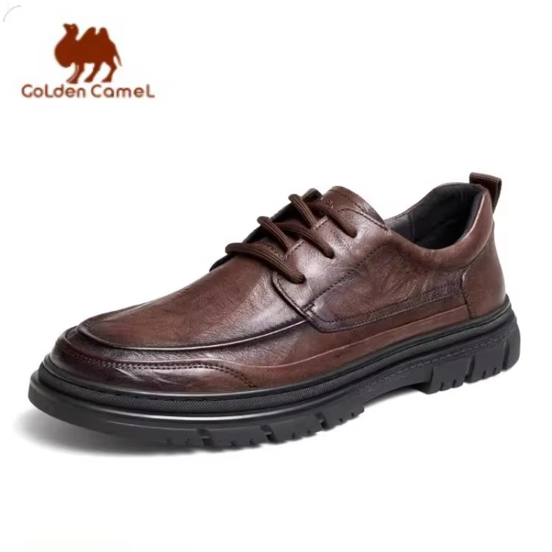 GOLDEN CAMEL Men's Shoes Genuine Leather Soft Sole Commuting British Retro Scratched Formal Casual Business Shoes for Men 2025