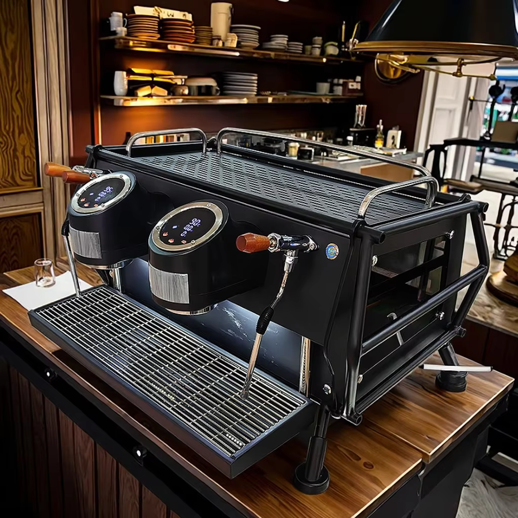 Commercial Double Head Stainless Steel Espresso Coffee Maker Automatic Italian Machine For Hotels Cars RVs Electric