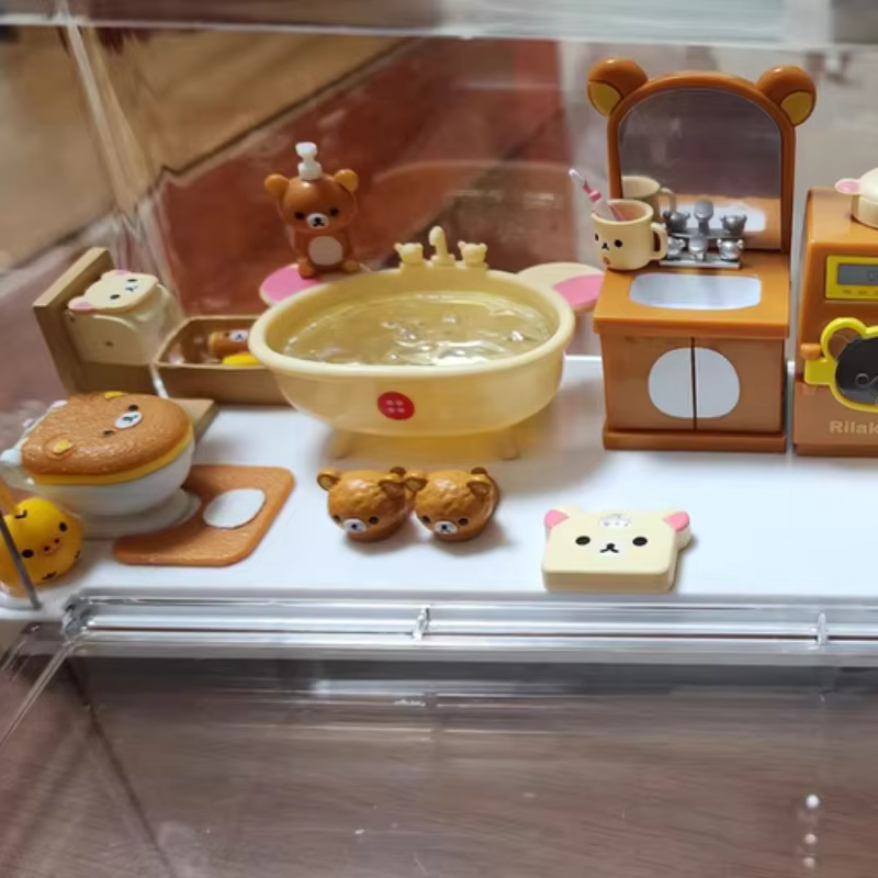 Genuine In Stock Re-Ment Rilakkuma Kuma Comfortable Bathroom Miniature Scene Blind Box Collectible Desktop Ornament Holiday Gift