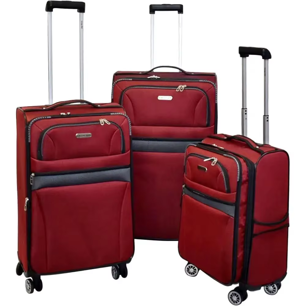 Ultra Lightweight Spinner Luggage Set, Expandable, 20, 24 & 28, 3-Piece, Includes Carry-On (Red)