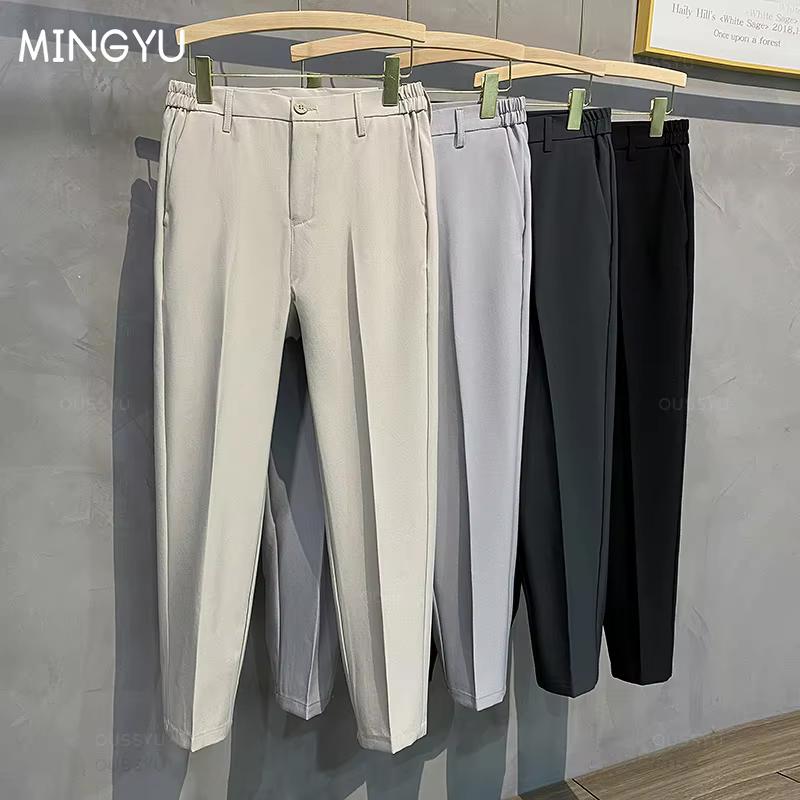 Frühling Sommer Herren Freizeithose Anzughose Slim Fit Arbeitshose mit Elastischem Bund Jogging Business Hose Herren Schwarz Übergröße 40 42