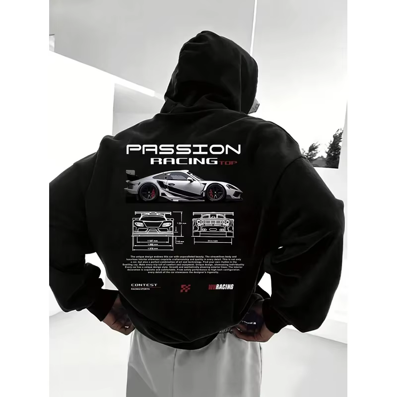 Men's casual hoodie alphabet print loose fit - Temu Bahrain streetwear 22ss men clothing hoodies hoodie men one piece haikyuu