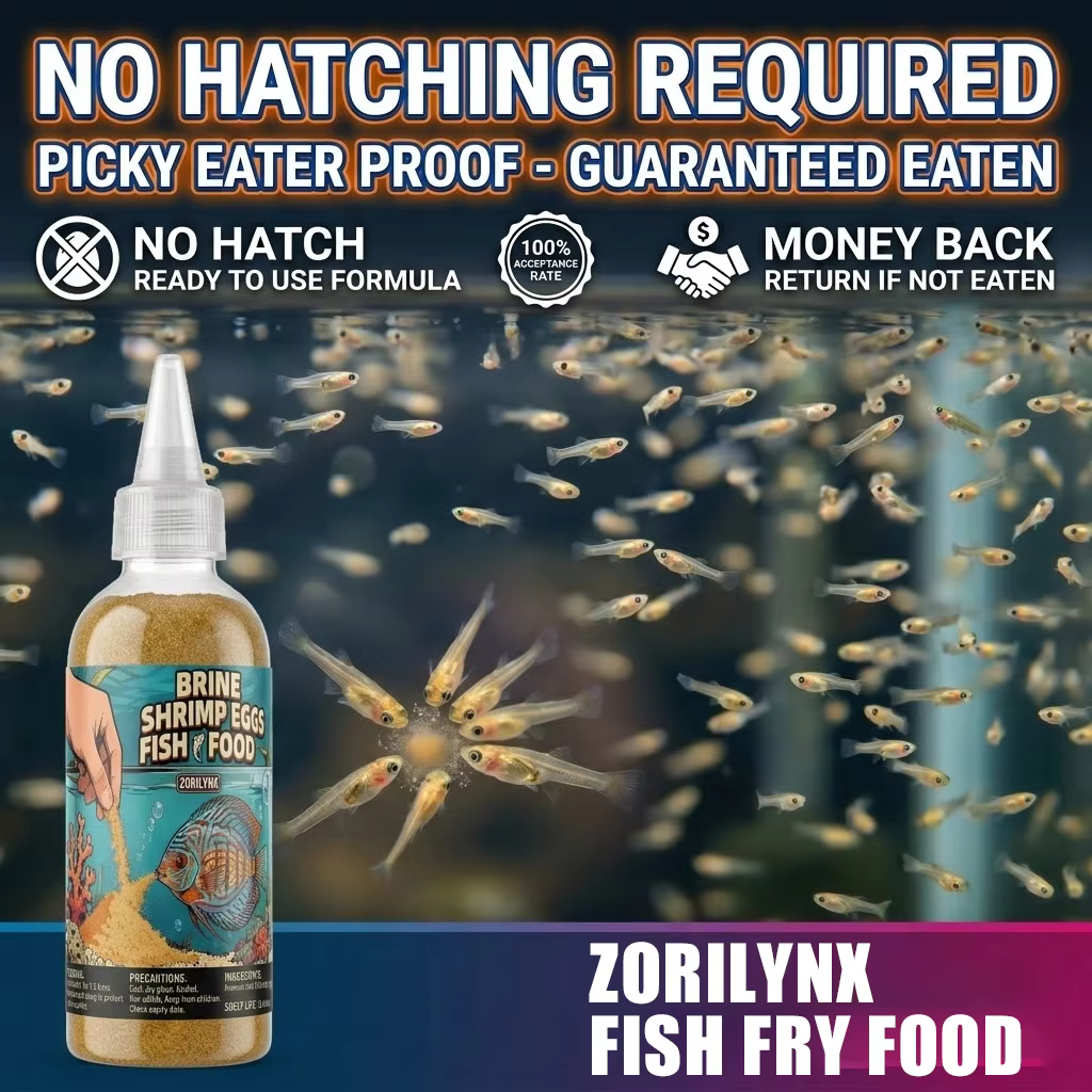 Œufs de crevettes décapsulés de qualité supérieure ZORILYNX 50g, sans éclosement nécessaire, alimentation directe, nourriture riche en protéines pour les alevins de poissons tropicaux
