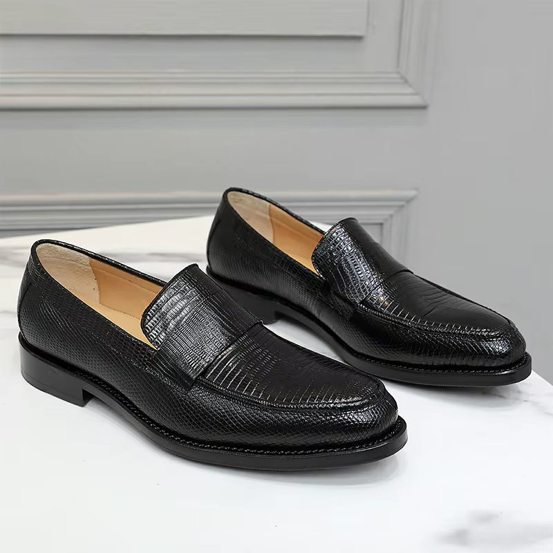 New Fashion Business Dress Mens Lizard Handmade Goodyear Leather Suede Men Casual Walking Male Shoes Leather Casual Formal Shoes