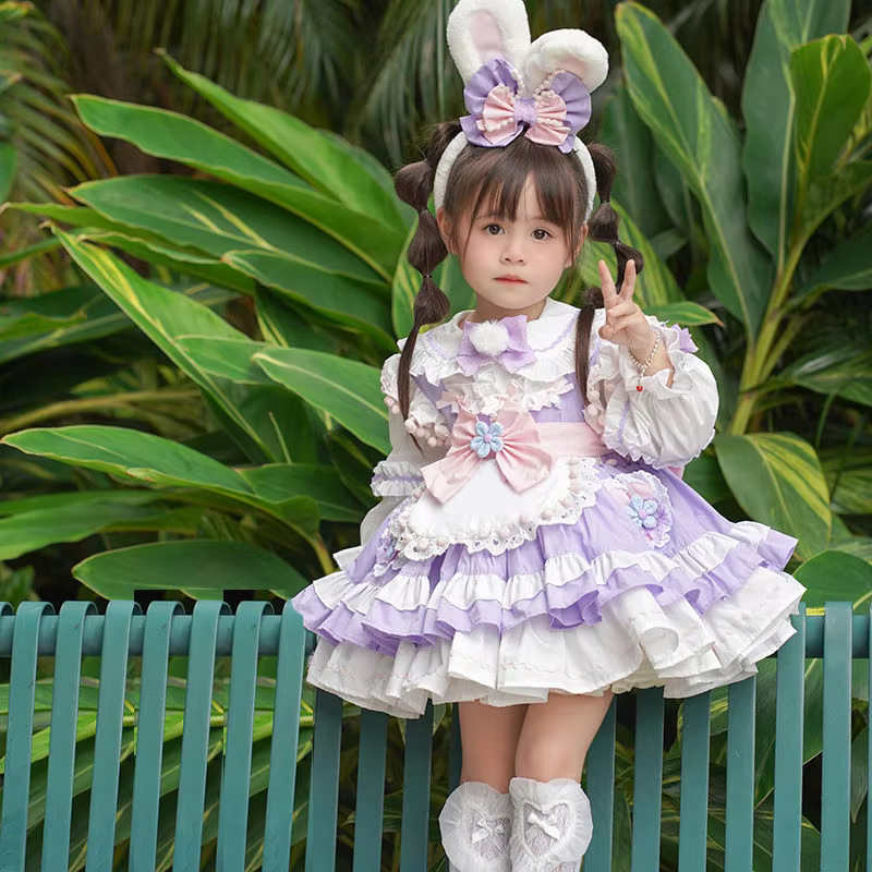 Autumn Spring Children Cute Dress+Shirt Girls Baby Autumn Long Sleeve Party Wedding Dress Girls Ball Gown Lolita Princess Party