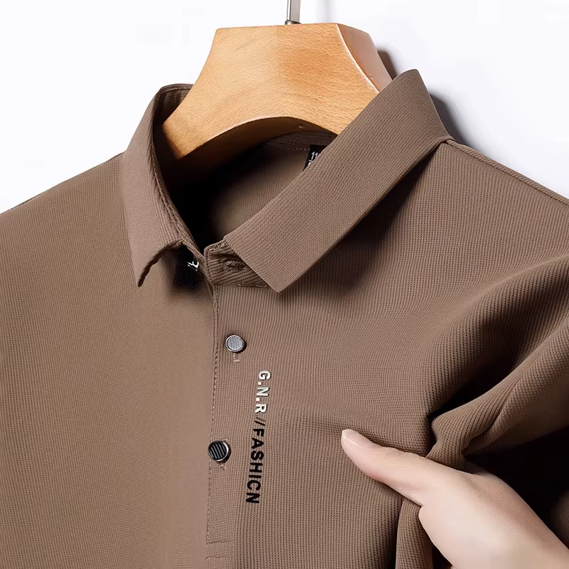 Neues, kurzärmliges, einfarbiges POLO-Shirt für Herren, atmungsaktiv und bequem, elastisches Oberteil