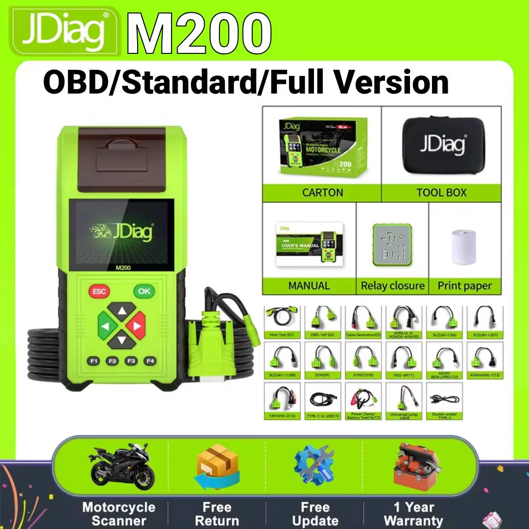 JDiag TopDiag M200 Motorcycle Diagnostic Scanner Moto Fault Code Reader Battery Tester Motoscan Tool Standard Version For cars