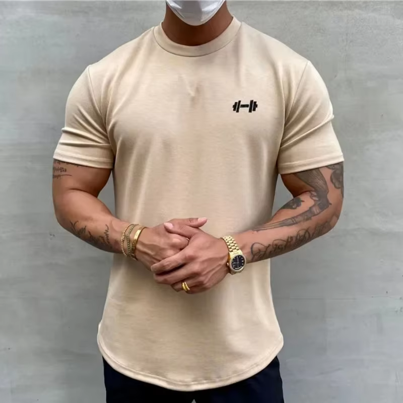NEW Summer Gym T shirt Men Slim Fit sports Fitness tops Cotton short sleeve Training Tees fashion Casual t shirt men Clothing