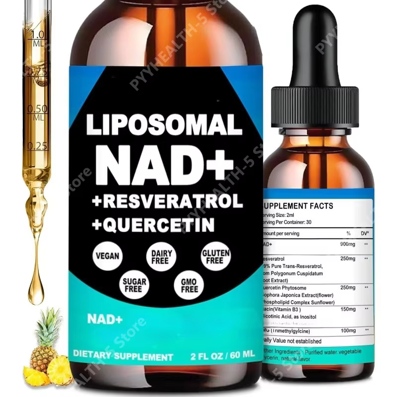 Liposomal NAD+ Supplement with Resveratrol, Quercetin, and Vitamin B3 – Supports Healthy NAD+ Levels and Cellular Health – 60ml