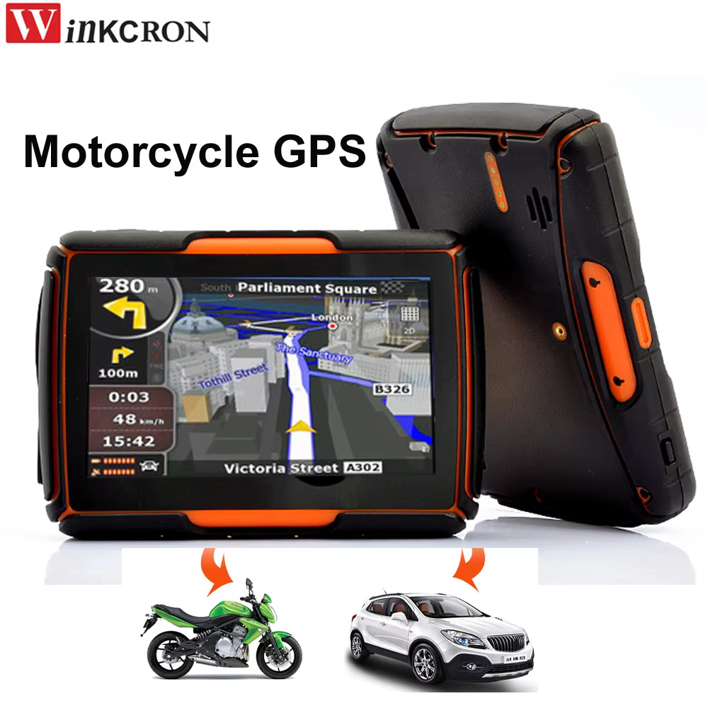 Car Motorcycle GPS Navigation 4.3" Screen Waterproof IPX67 dustproof shockproof Bluetooth FM AVIN Built in 8GB New iGo Map