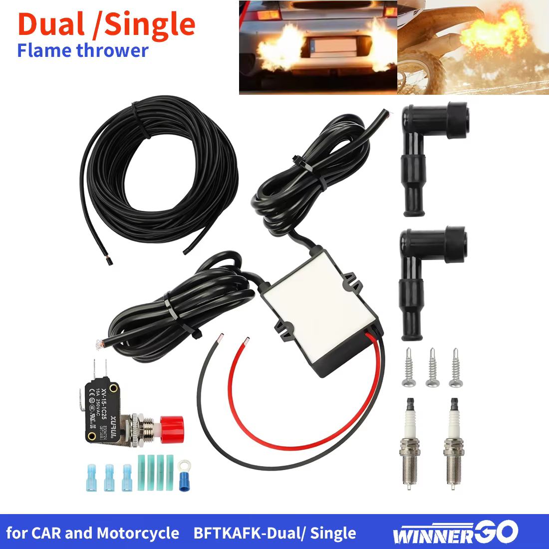 Dual Single Flame thrower FOR Car And Motorcycle Racing Flamethrower Kit 12V Exhaust Flame Kit Car And Truck Dual Flame Sprayer
