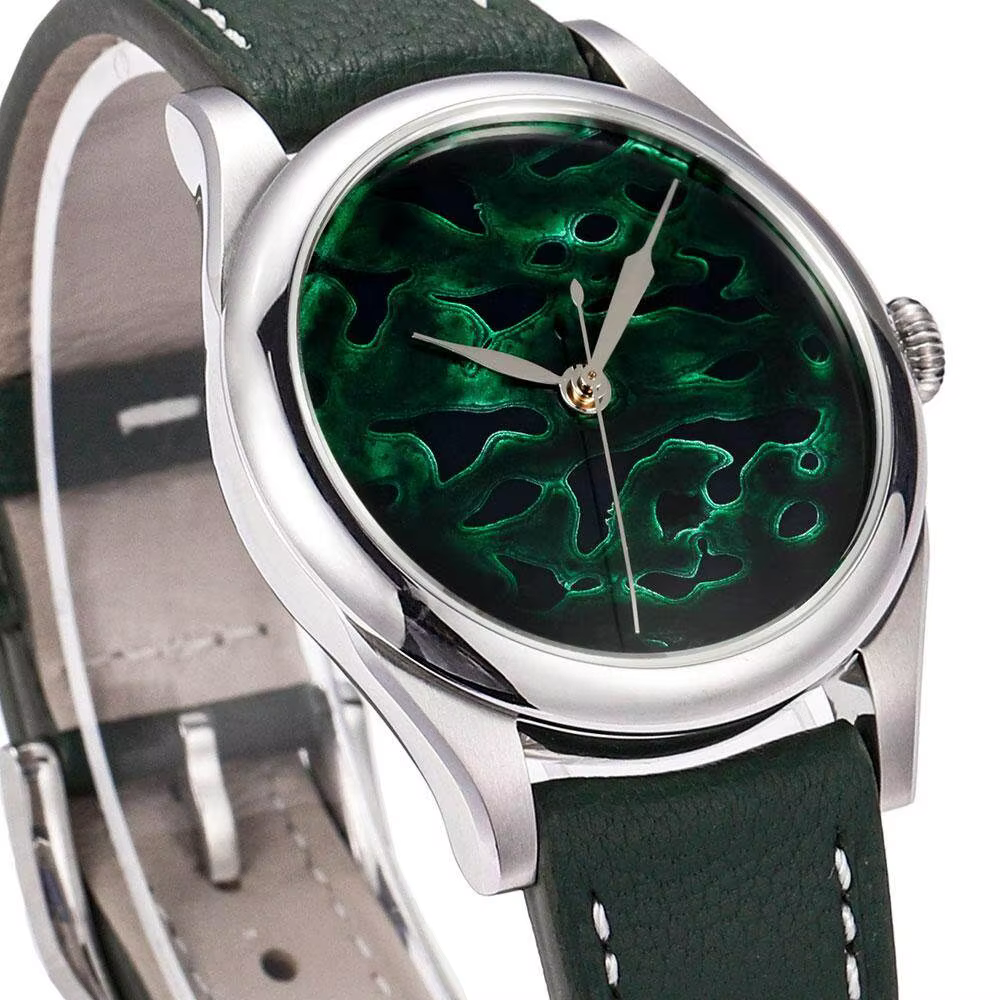 38mm Intangible Cultural Heritage Lacquer Wordless Tianshu Green Dial Mechanical Mechanical Watch Waterproof 50 Meters