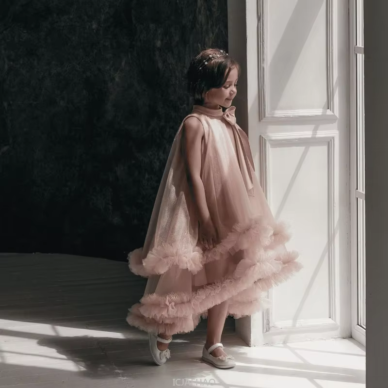 Teen Girl Clothes New Children Birthday Dress Fashion Banquet Party Gown Dresses Outfit French Sleeveless Halter Costume Kids