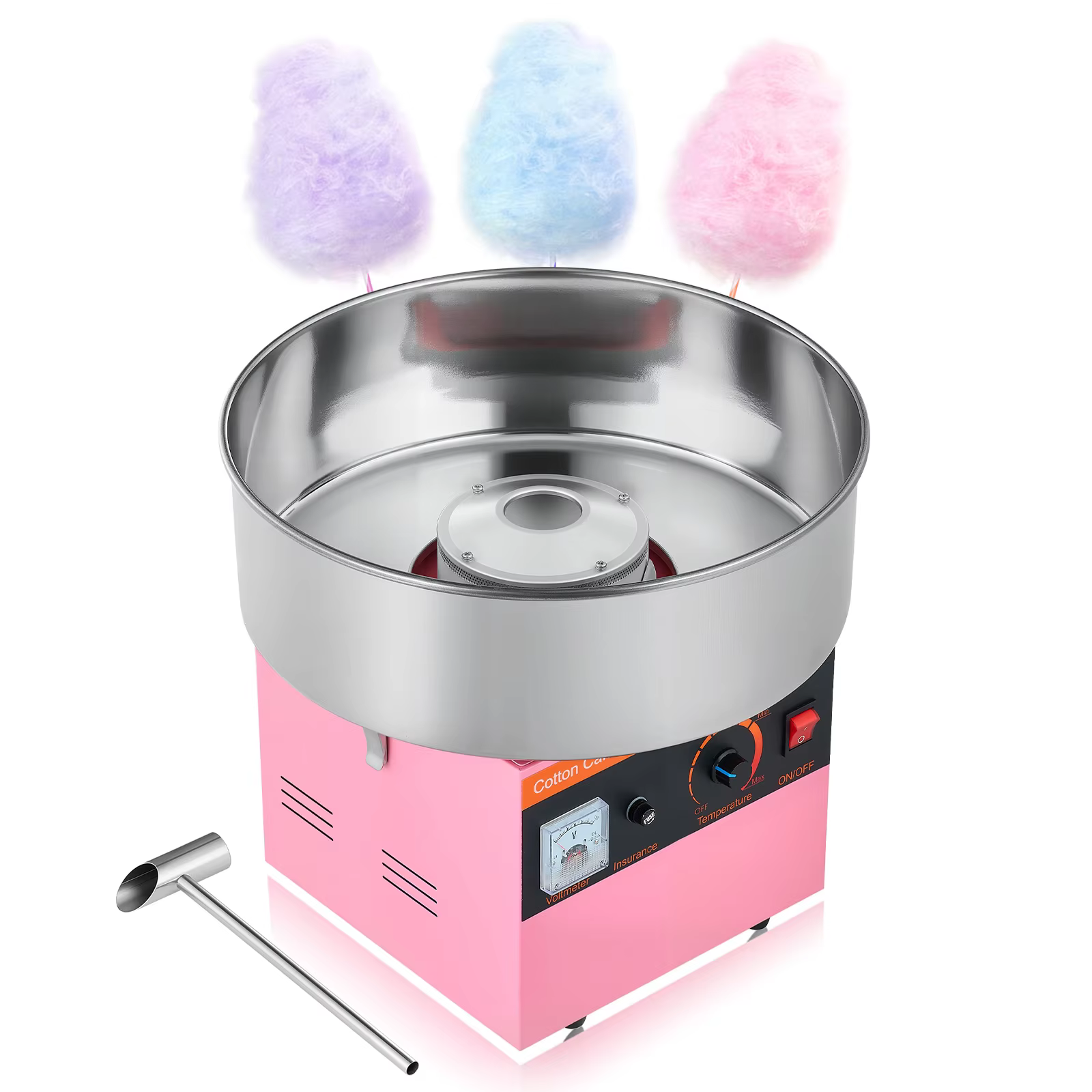 SucceBuy Zuckerwattemaschine, kommerziell, 1000 W, elektrischer Zuckerwattemaschine, einfache Verwendung mit 15-Zoll-Edelstahlschüssel für Kinder