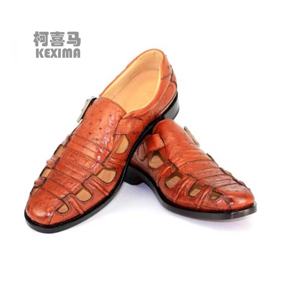 huliangzhishi new arrival men dress shoes male  men crocodile sandals leather sole