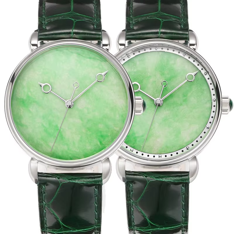 HUASUO 41mm Gemstone Jade Dial Automatic Mechanical Watch Sapphire Crystal