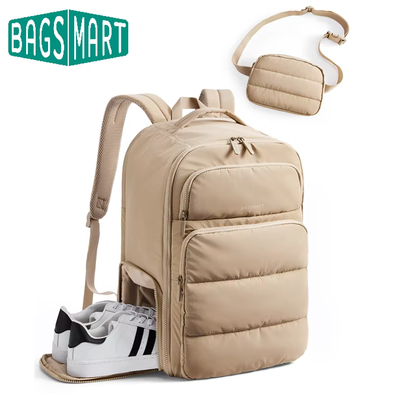 حقيبة ظهر رجالية للسفر من BAGSMART 35L مقاس 17.3 بوصة حقيبة ظهر تحمل على الطيران معتمدة مقاومة للماء حقيبة نهارية كاجوال للنساء