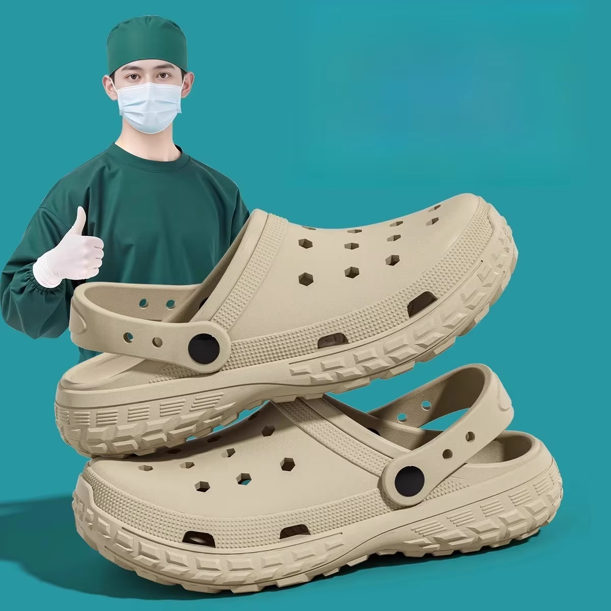 Non-slip Perforated Shoes for Men Thick Soled Comfortable Suitable for Driving Couple Suitable for Outdoor Wear