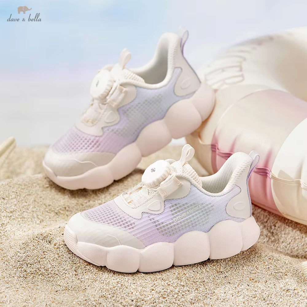Dave Bella Girls' Summer Sneakers Children Sports Shoes Casual Breathable Anti Slip Gradient Purple Fashion Kids Shoes DB2261422
