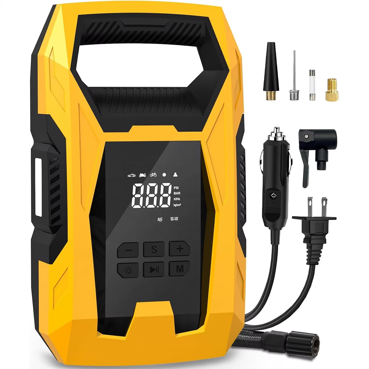 AC/DC Tire Inflator Portable Air Compressor with Digital Display, Auto Shutoff for Car Motorcycle Bicycle