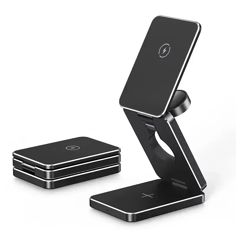 3 in 1 Foldable Magnetic Wireless Charger For Apple Watch Use For Magsafe iPhone 17~12 Samsung S25 S24 S23 Aipods Pro 3/2