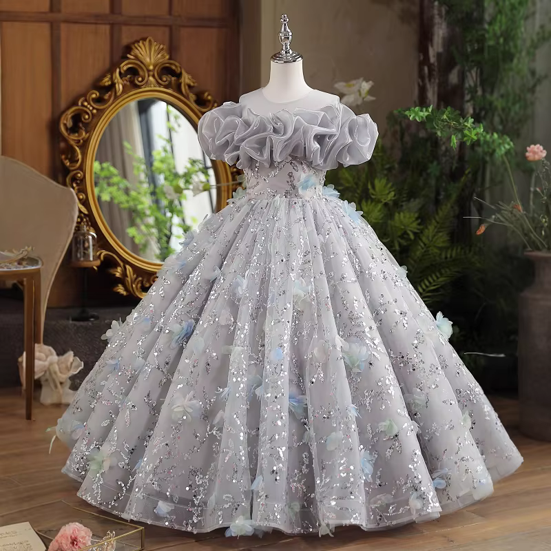 Piano Performance Dress for Girls Costume Children Birthday Princess Pageant Formal Wear Dresses Flower Girl Gown Fashion Show